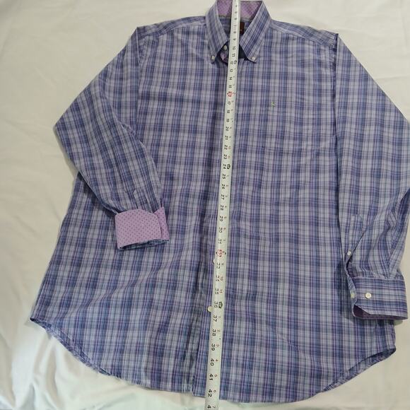 TailorByrd Men's 3XLT Contrast Flipped Cuff Long-Sleeved Button-Up Lavender/Blue - Picture 11 of 14